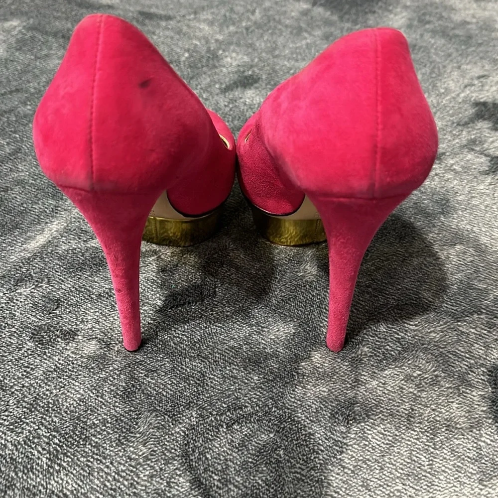 Charlotte Olympia Shoes Size 37 Pink and Gold
